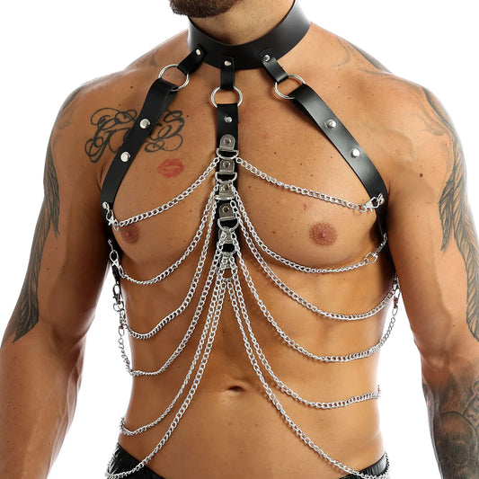 Faux Leather Staps and Chains Harness (5 Variations)