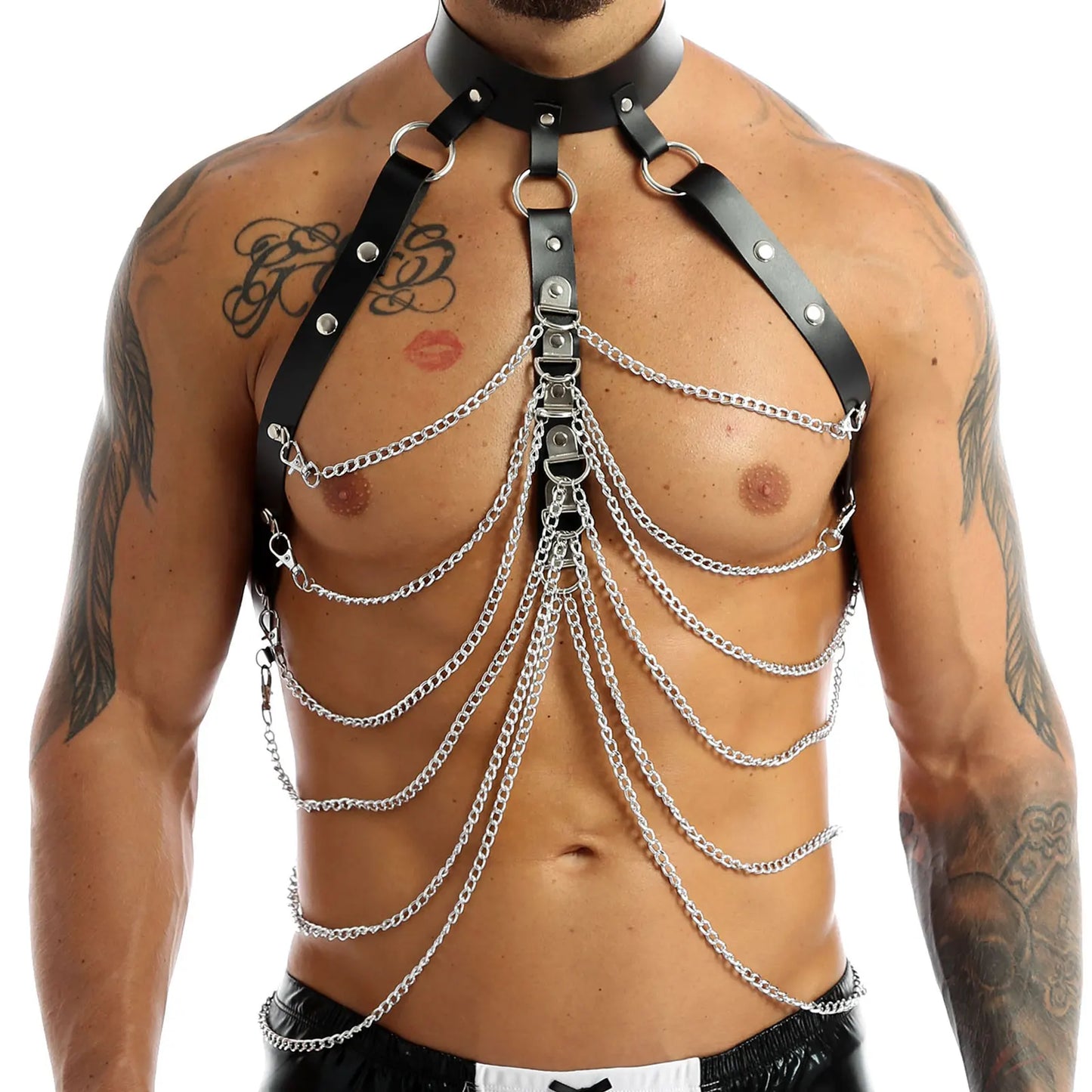 Faux Leather Staps and Chains Harness (5 Variations)